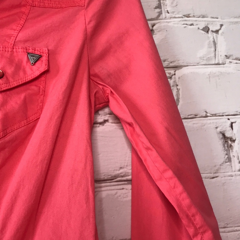 GUESS Long Sleeve Button Up Pink Shirt - Picture 7 of 8